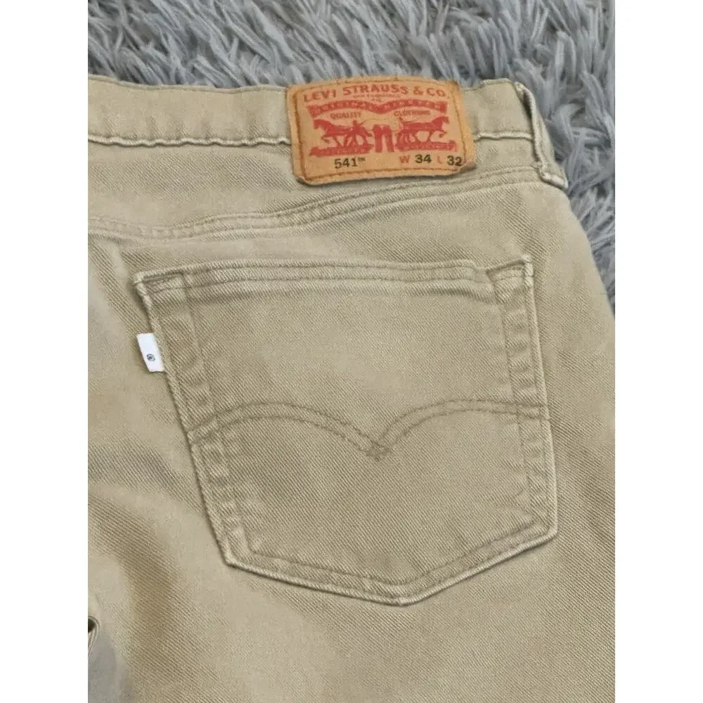 Levi's Jeans Men 34X32 Tan 541 Straight leg Cotton Mid Rise Preppy Casual